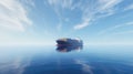 A large container ship navigating through calm waters under a clear blue sky Royalty Free Stock Photo