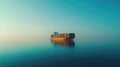 A large container ship navigating through calm waters under a clear blue sky Royalty Free Stock Photo