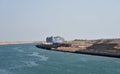 Large container ship transiting Suez Canal.