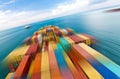 Large container vessel ship and the horizon, motion blur Royalty Free Stock Photo