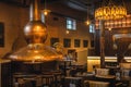 Large, copper fermentation vat in Bushmills whiskey distillery and bar as decoration