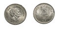 Large Copper Nickel Commemorative Rupees 5 Coin of Indira Gandhi