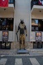 A large copper statue on a city street. The grandeur, beauty of the bronze large statue