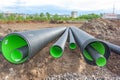 Large corrugated PVC pipes for drainage