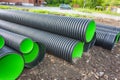 Large corrugated PVC pipes for drainage