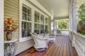 Large country home with wrap-around deck. Royalty Free Stock Photo