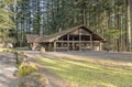 Large covered picnic shelter in a park. Royalty Free Stock Photo