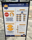 Covid sign stand outdoors at businesses recommended of BC Centre for Disease Control