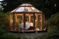 Large cozy gazebo located on the garden plot, Closeup