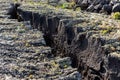 Large crack in the lava earth. Lanzarote