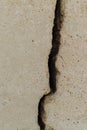 Large crack in the wall of the house. Closeup, cracked Royalty Free Stock Photo