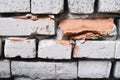 Large cracks. Uneven surface. Old brick wall Royalty Free Stock Photo