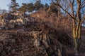 Large craggy boulders on mountainside