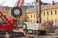 Large crane and drill machinery at the contstruction site