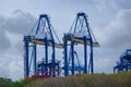 A large crane in the harbor Royalty Free Stock Photo