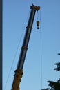 A large crane towering in a building