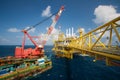 Large crane vessel installing the platform in offshore Royalty Free Stock Photo