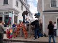 Large Crew films scene in historic area