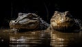 Large crocodile and alligator in furious underwater confrontation, dangerous nature generated by AI Royalty Free Stock Photo