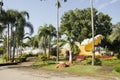 Large crocodile statue name Chalawan in public park for people v