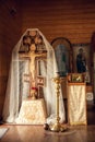 Large cross with the crucifixion of Jesus Christ in Orthodox Church