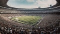 Large crowd cheers as athletes compete on soccer field outdoors generated by AI Royalty Free Stock Photo