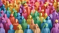 large crowd of colorful people standing together. Diverse community and teamwork Royalty Free Stock Photo