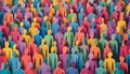 large crowd of colorful people standing together. Diverse community and teamwork Royalty Free Stock Photo