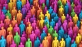 large crowd of colorful people standing together. Diverse community and teamwork Royalty Free Stock Photo