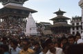 1975. Nepal. Devotees at Durbar Square, Katmandu.