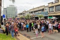 Large crowd in downtown Tauranga, New Zealand, for jazz festival