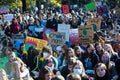 Large crowd of kids protesting at climate strike in Melbourne