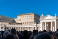 Large crowd in Saint Peter`s Square listening to Pope Francis during his prayers Royalty Free Stock Photo