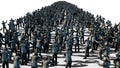 A large crowd of zombies. Apocalypse, halloween concept. isolate on white. 3d rendering.