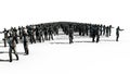 A large crowd of zombies. Apocalypse, halloween concept. isolate on white. 3d rendering. Royalty Free Stock Photo