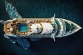 Large cruise liner ship front bow aerial top view. Generative AI Royalty Free Stock Photo