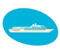 A large cruise passenger liner on a white background.