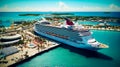 Large cruise ship docked at dock in the middle of the ocean. Generative AI Royalty Free Stock Photo