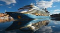 A Large Cruise Ship Docked At a Harbor Background Royalty Free Stock Photo