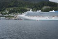 Large cruise ship docked at the port of Ketchikan, Alaska