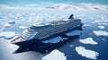 Large cruise ship in the North Sea among ice floes Royalty Free Stock Photo