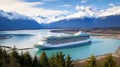 Large cruise ship in the North Sea among ice floes Royalty Free Stock Photo