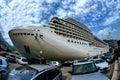 A large cruise ship in the port of Kotor, Montenegro Royalty Free Stock Photo