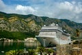 A large cruise ship in the port of Kotor, Montenegro Royalty Free Stock Photo