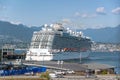 Large cruise ship in the port of Vancouver on August 3, 2019 in Vancouver BC