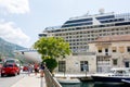 Large cruise ship Riviera in Boka Kotorska Bay.