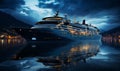 Large Cruise Ship Sailing in Night Waters Royalty Free Stock Photo