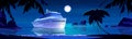 Large cruise ship on sea or ocean coast at night. Royalty Free Stock Photo