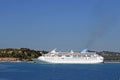 Large cruiser ship in port Corfu island