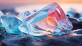 A large crystal with blue and pink colors, AI